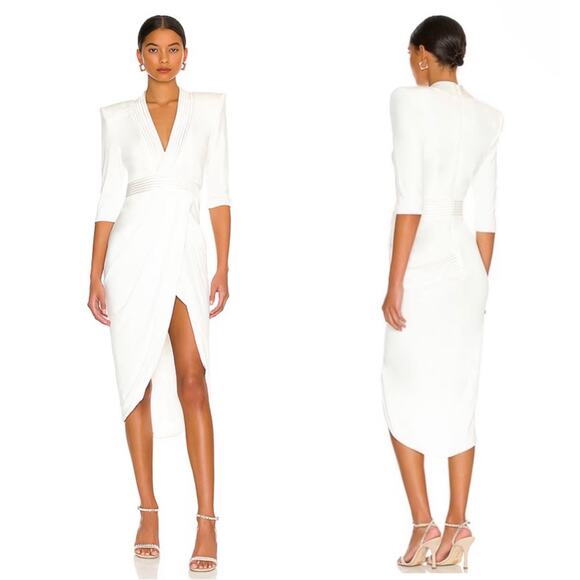 Zhivago Eye of Horus Long Sleeve White Midi Dress Size 4 - Picture 1 of 12